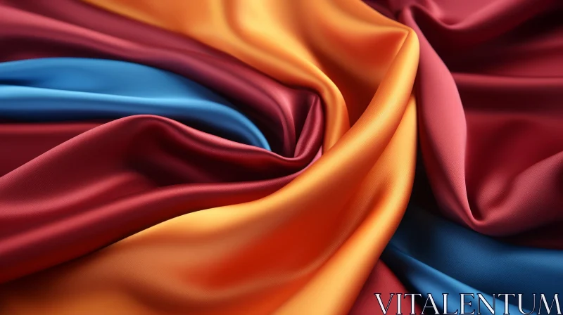 Elegant Silk Fabric in Red, Orange, and Blue AI Image