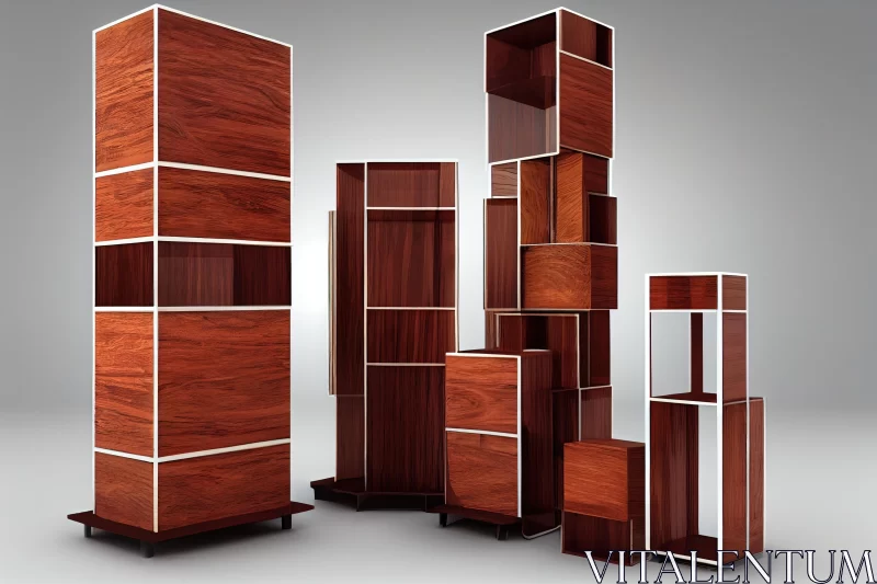 Exquisite Wooden Cabinet Designs by dju deco - Polished Craftsmanship and Luxurious Geometry AI Image