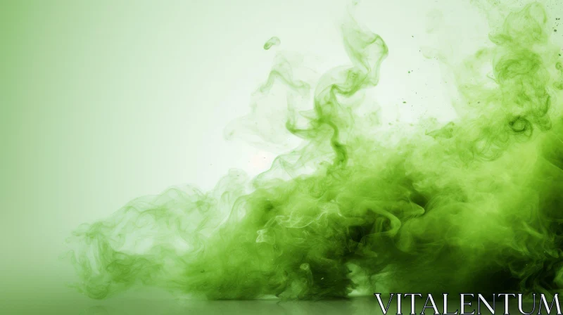 Green Smoke Vortex on White Background AI Image