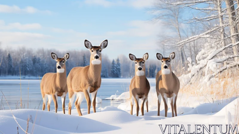 AI ART Majestic Deer in Snow - Wildlife Photography
