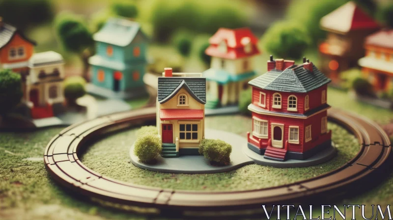 AI ART Miniature Model Train Set Landscape