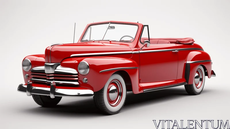 Vintage Red American Convertible Car - Realistic and Hyper-Detailed Renderings AI Image