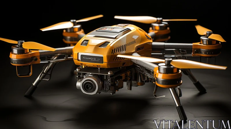 AI ART Yellow and Black Drone with Camera | Technology Image