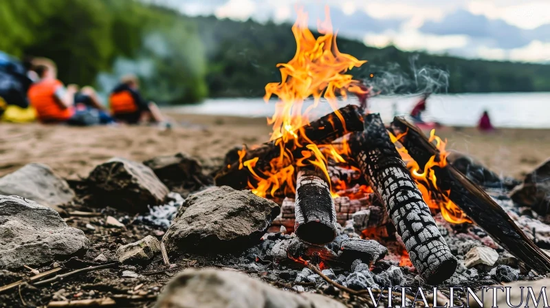 Beach Campfire Scene AI Image