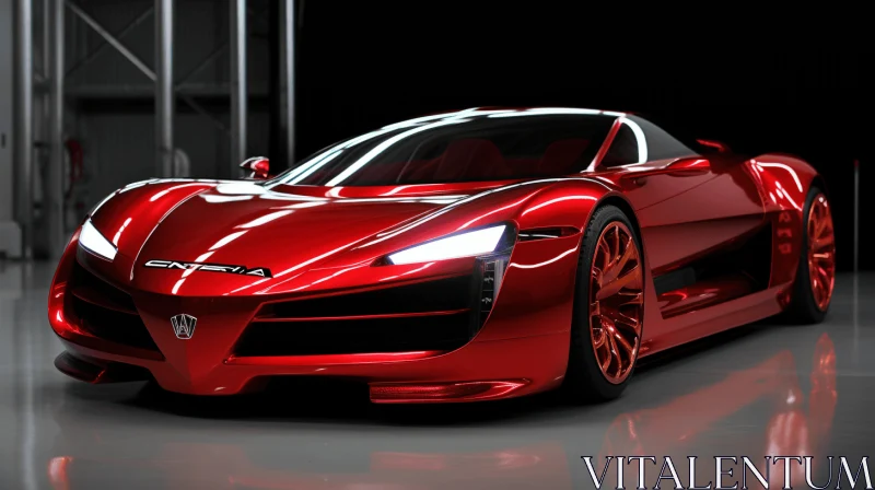 Captivating Red Sports Car with Chrome Grille | Stunning Image AI Image