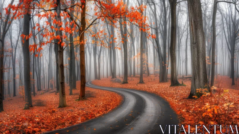 AI ART Enchanting Forest Road in Fall