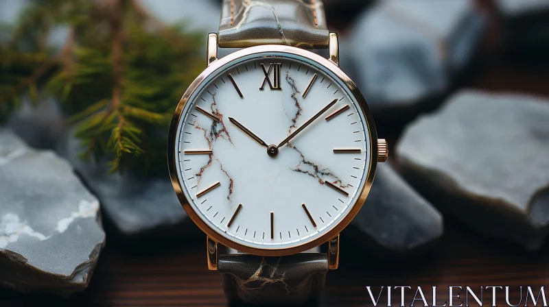 Exquisite Wristwatch Close-up with Roman Numerals AI Image