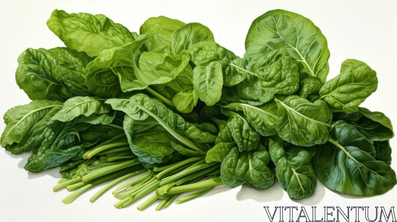 Fresh Spinach Bunch on White Background AI Image