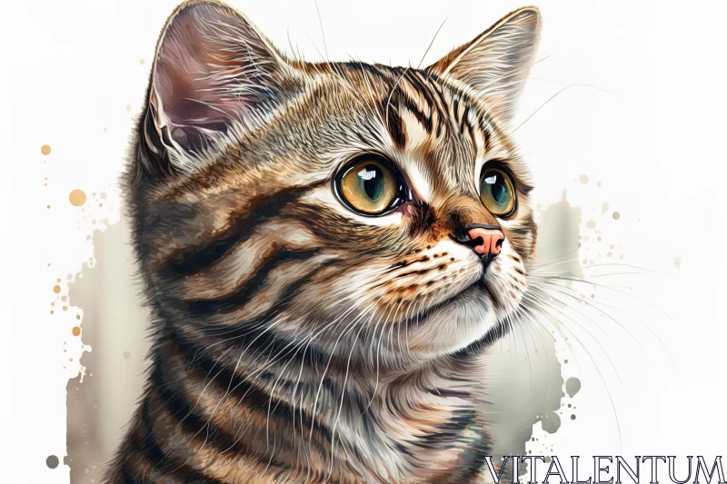 Realistic Acrylic Painting of a Colorful Caricature Cat AI Image