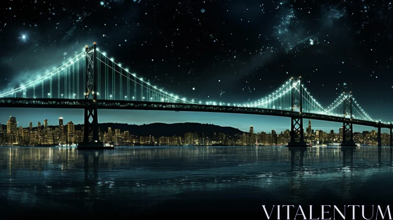 AI ART San Francisco-Oakland Bay Bridge Night View