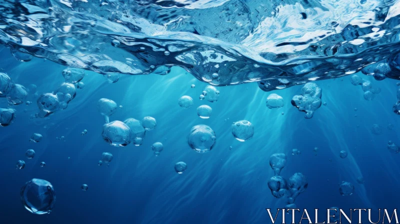Tranquil Underwater Scene with Sunlight and Air Bubbles AI Image
