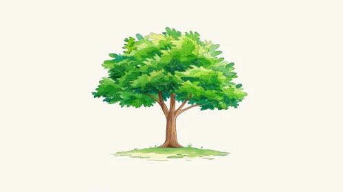 Green Tree Watercolor Painting - Nature-Inspired Artwork