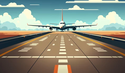 Retro Airplane Landing on Runway | Realistic Hyper-Detailed Art