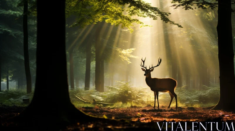 Serene Forest Landscape with Deer | Nature Beauty AI Image