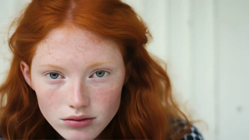 Serious Portrait of a Young Woman with Red Hair