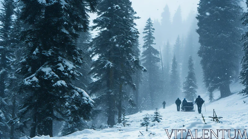 AI ART Winter Forest Journey - Serene Snowy Landscape