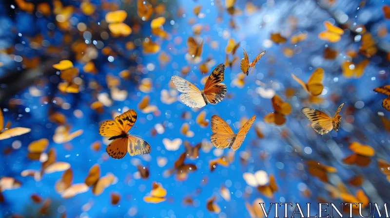 Beautiful Monarch Butterflies in Flight AI Image