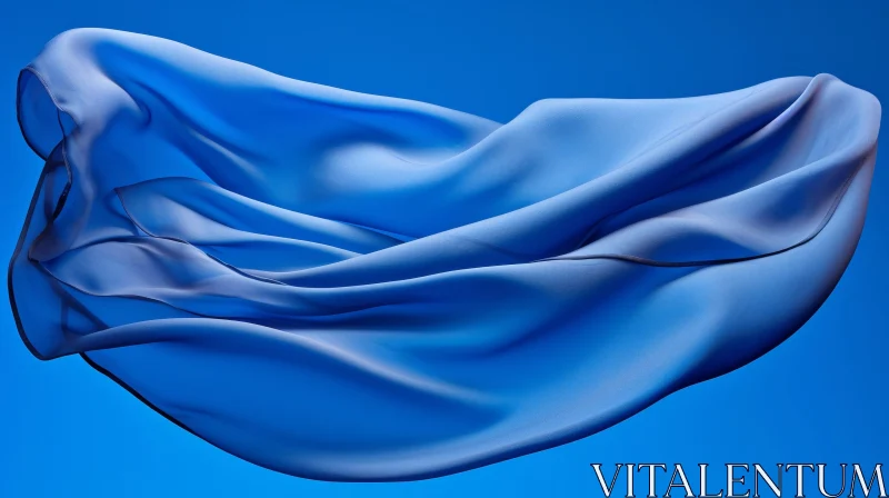 AI ART Blue Silk Scarf Flying in the Wind