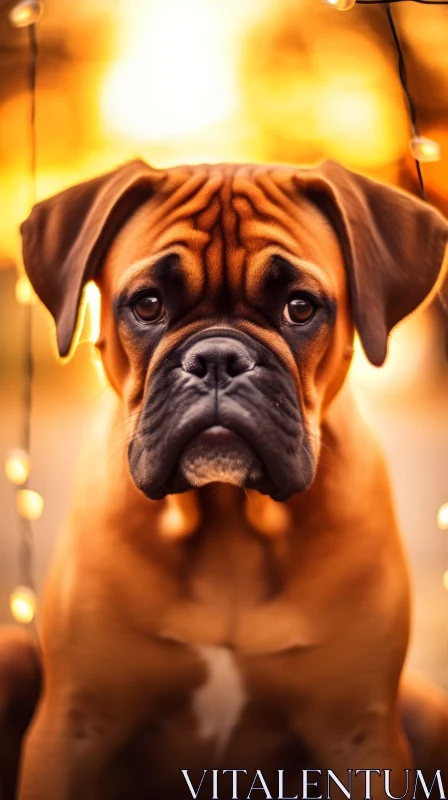 AI ART Brown Boxer Dog Portrait - Serious Expression Close-up