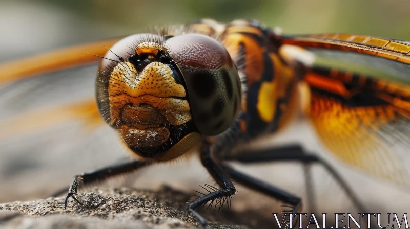 Close-Up Dragonfly Photography on Rock AI Image