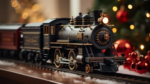 Enchanting Toy Train in Snowy Christmas Setting
