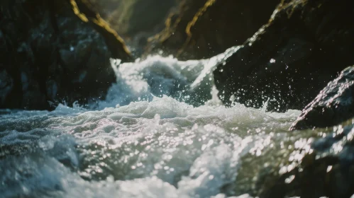Tranquil River Scene with Sunlight Sparkle