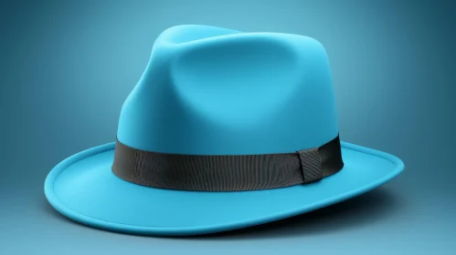 Blue Fedora Style Hat 3D Rendering
