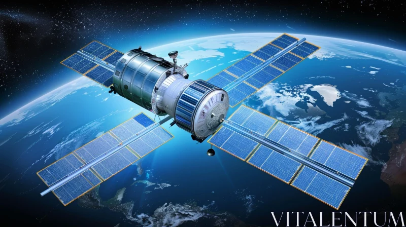 Communication Satellite Orbiting Earth AI Image