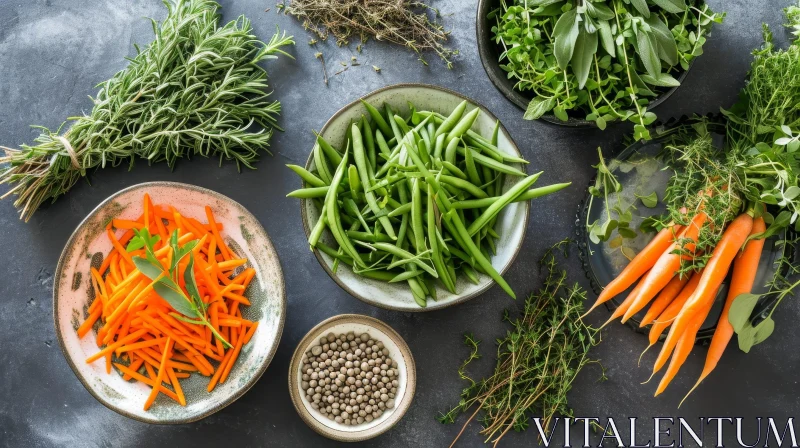 Fresh Vegetables and Herbs Flat Lay for Healthy Eating AI Image