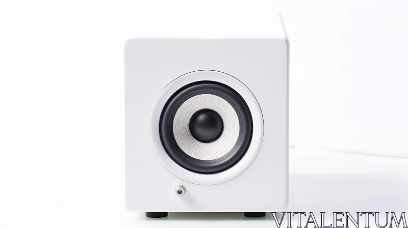 Minimalist Cube-shaped Speaker on White Table AI Image