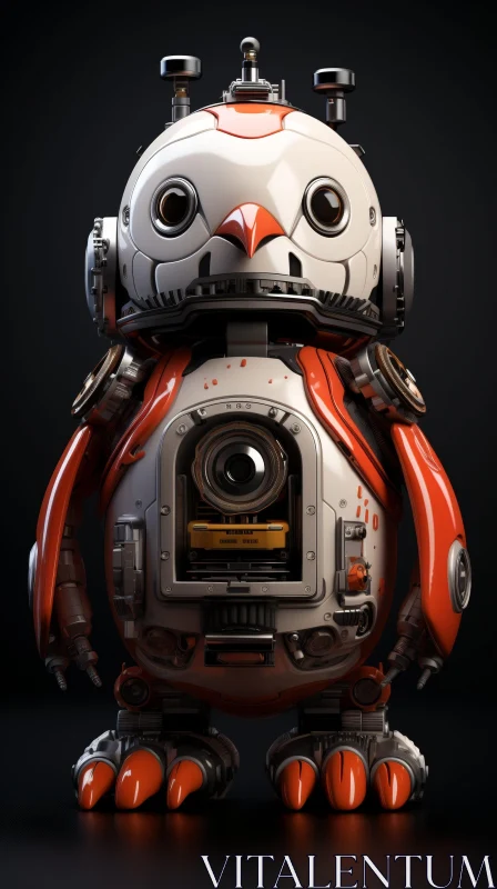 AI ART Robot Penguin 3D Rendering - Futuristic Technology Art