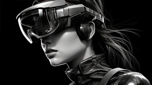Young Woman in Virtual Reality - Determined Portrait