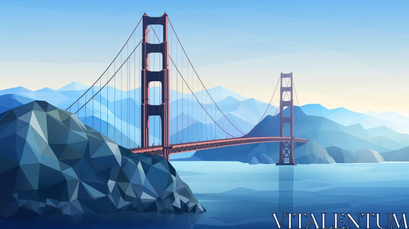 AI ART Golden Gate Bridge Illustration - San Francisco Landmark Artwork