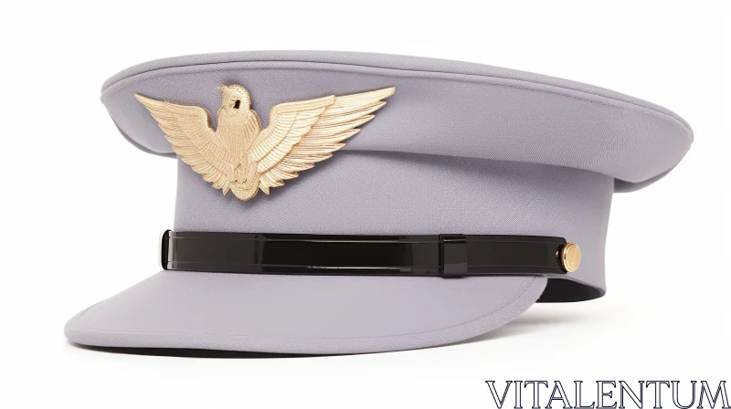Gray Pilot's Cap with Gold Eagle Emblem - Fashion Statement AI Image