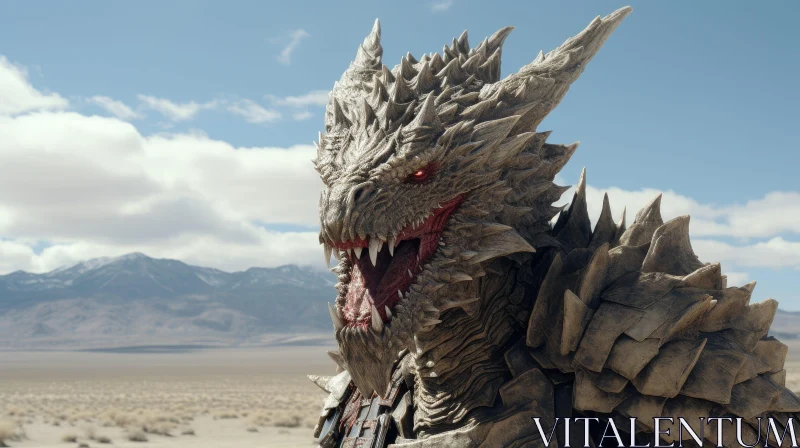 AI ART Mystical Dragon in Desert - 3D Fantasy Art