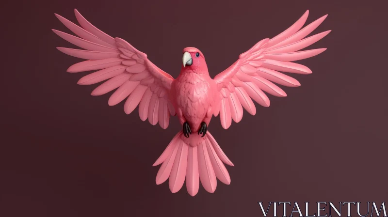 Pink Parrot 3D Rendering with Spread Wings AI Image
