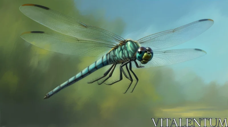 Realistic Dragonfly in Flight Painting AI Image