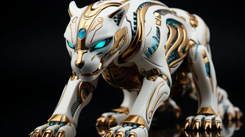 Robotic Panther - Intricate Metal Plate Fur - Digital Art