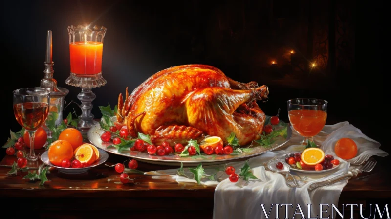 Thanksgiving Dinner Table Scene AI Image