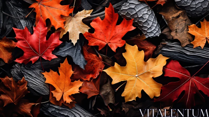AI ART Beautiful Fallen Autumn Leaves Photography