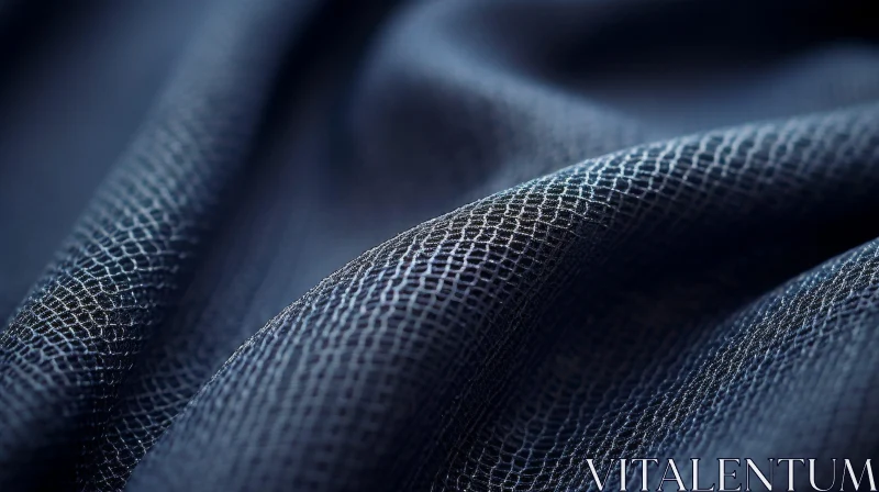 Dark Blue Fabric Close-Up - Textured Elegance AI Image