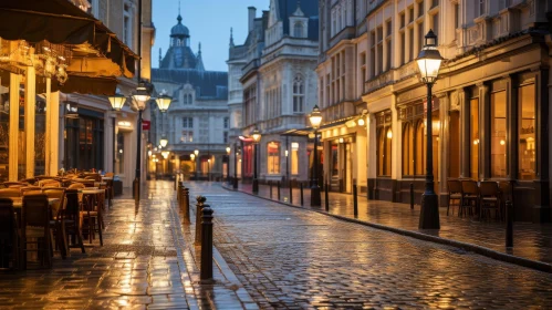 European City Night Street Scene
