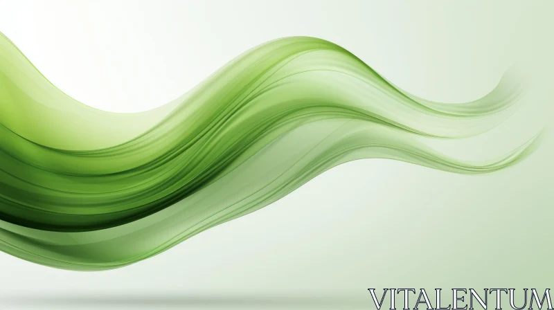 AI ART Green Wave on White Background