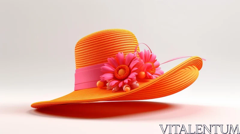 Stylish Orange Summer Hat - Fashion Accessory AI Image