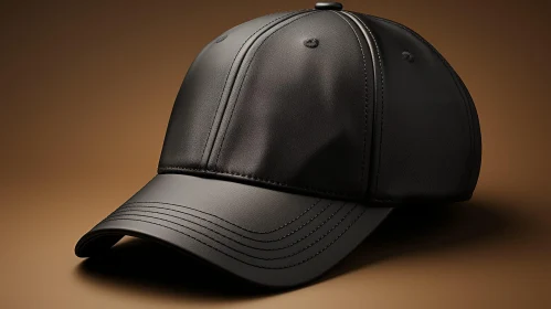 Black Leather Baseball Cap 3D Rendering