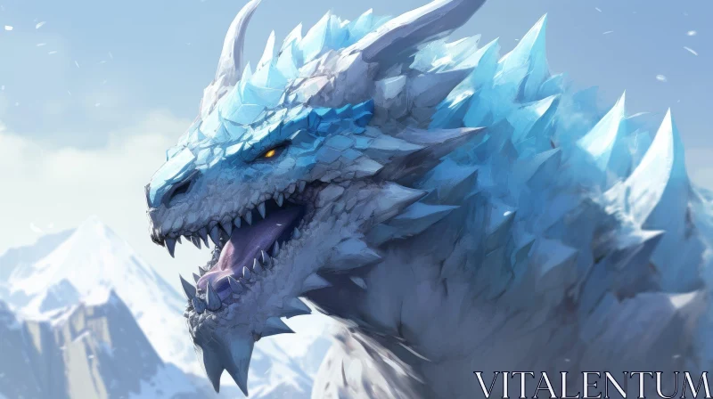 AI ART Blue and White Dragon Digital Painting