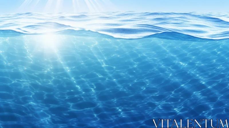 Blue Underwater Scene with Sunlight Sparkle AI Image