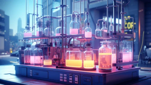 Brightly Lit Chemistry Lab with Glass Equipment