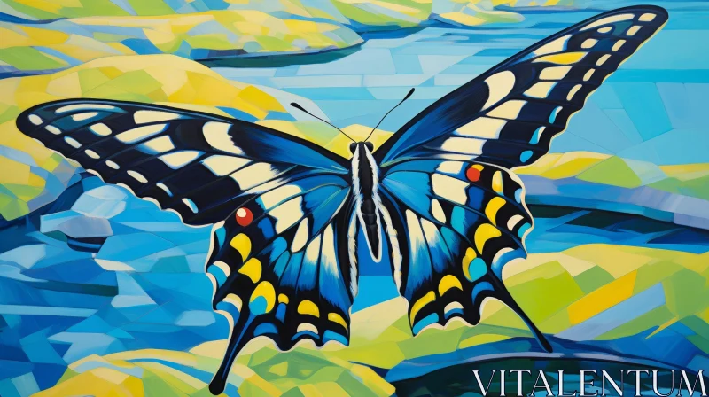 Colorful Butterfly Mosaic Art Painting AI Image