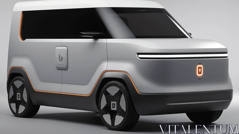 Geometric Modernism: Electric Vehicle Concept in Light Orange and Gray AI Image